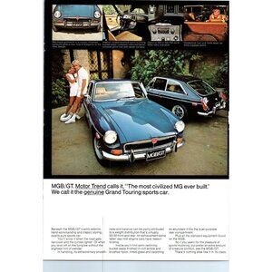 1973 MG MGB/GT Coupe Sports Car Vintage Print Ad Couple Tennis Club Wall Art